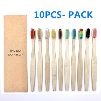 

10PCS Colorful Natural Bamboo Toothbrush Set Soft Bristle Charcoal Teeth Whitening Bamboo Toothbrushes Soft Dental Oral Care