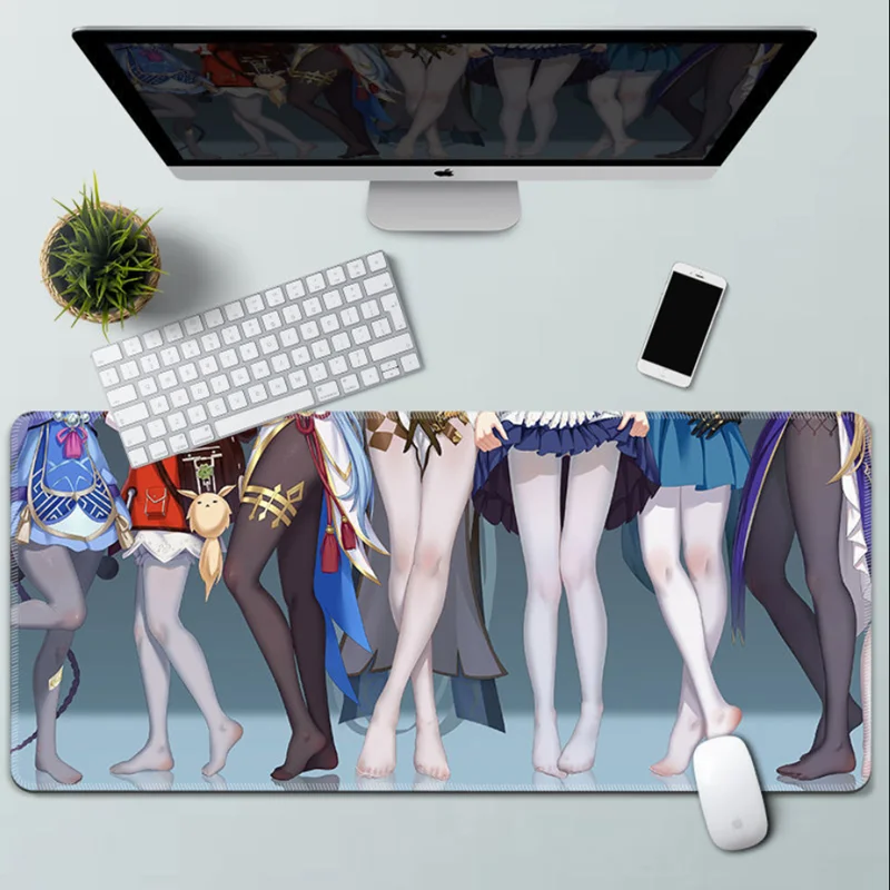 90x40x3cm HD otaku anime girls Beautiful legs cute mouse pad large Genshin Impact kawaii desk mats home decor desk cushion genshin impact 90x40cm large mouse pad gaming accessories pc laptop gamer mousepad anime antislip laptop mouse pad mat