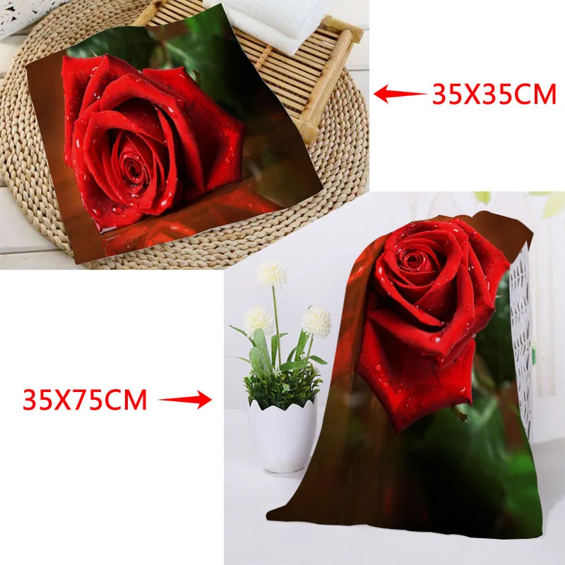 Custom Rose Towels Microfiber Travel Fabric Quick Drying Printing Absorbent Wearable Towel Beach Hair Towels