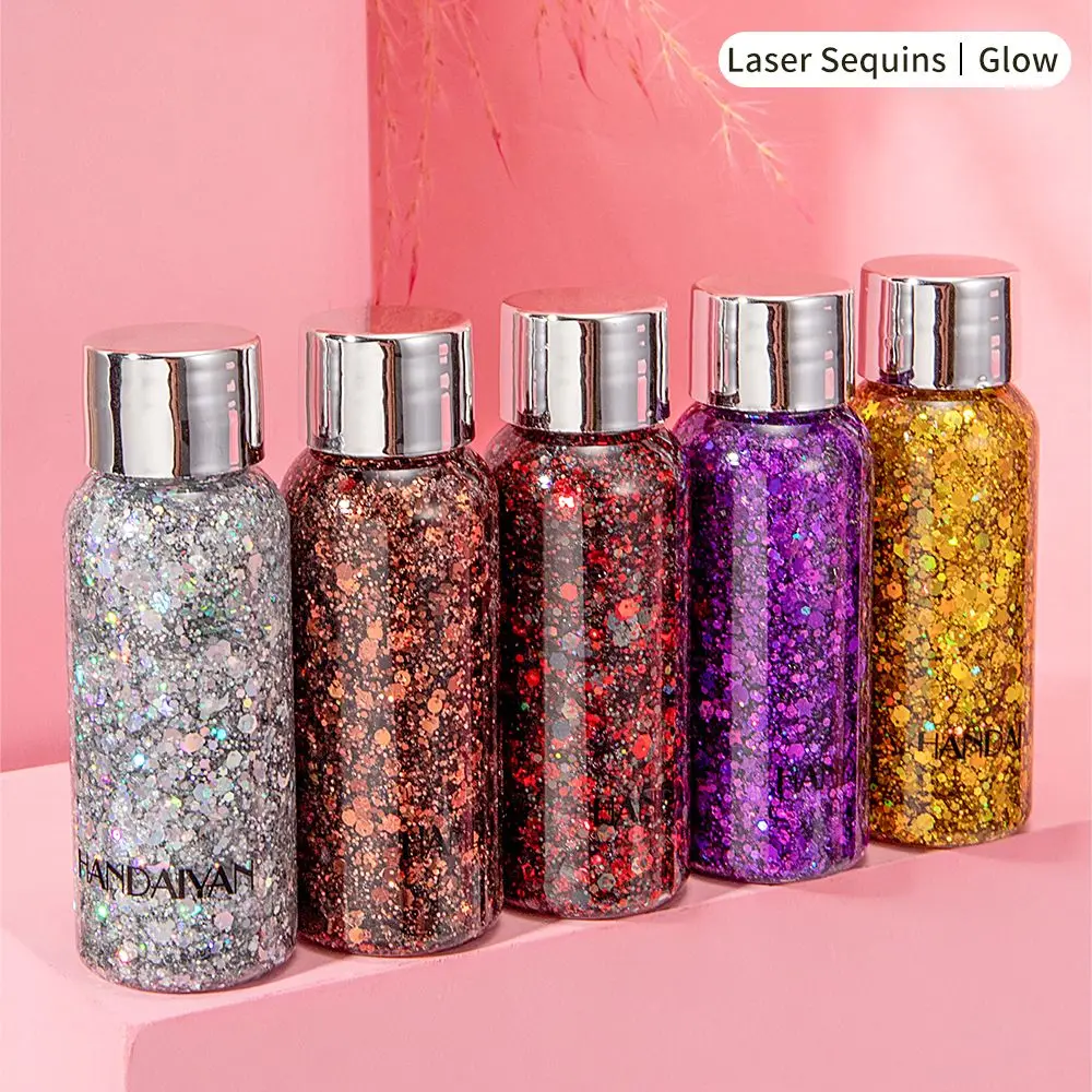 Glow in The Dark Body Glitter Gel, 12 Colors & Shapes Glitter Gel Makeup,  UV Body Glitter for Women, Glow in The Dark Face Glitter Makeup Gel, Chunky