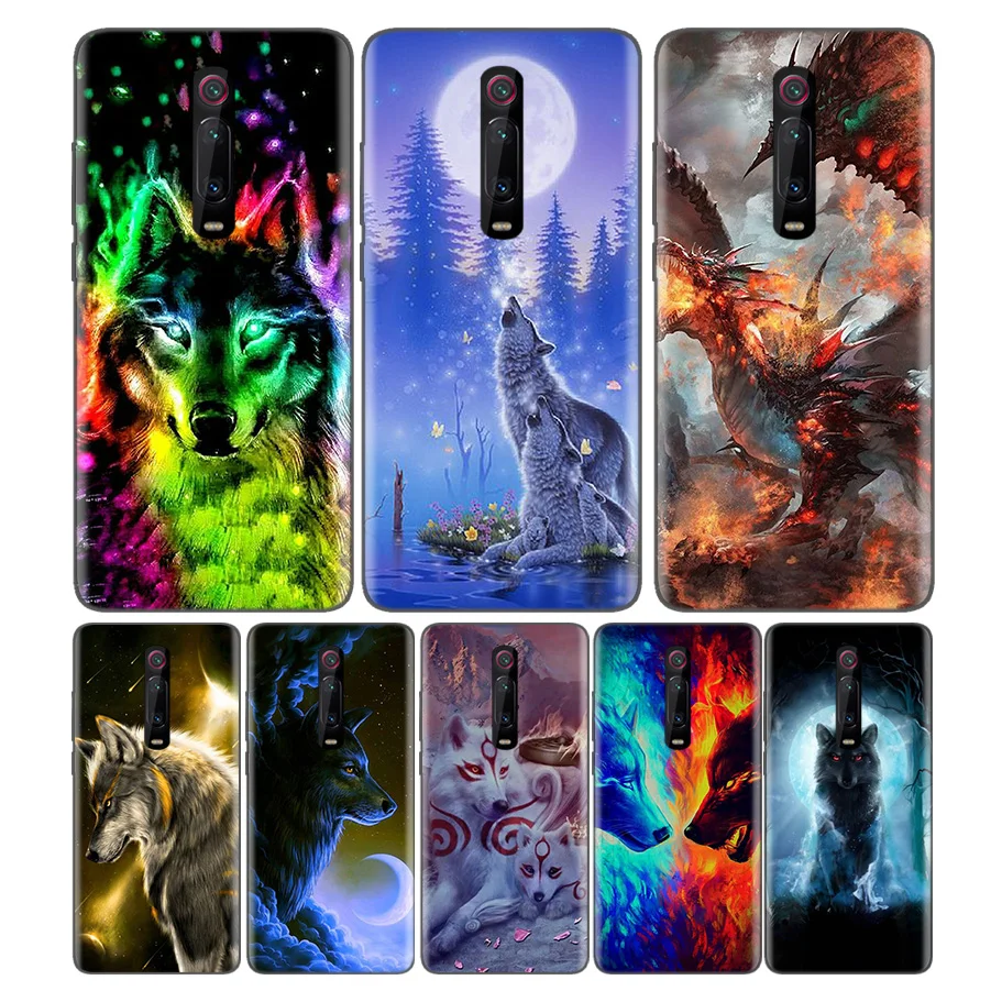 

Black Soft Silicone Bag Cover Case for Xiaomi Mi 9T CC9 Redmi 4 4X 5 6 6A 7 7A Note Plus K20 Pro F1 Tampa Fall Wolf dragon anim