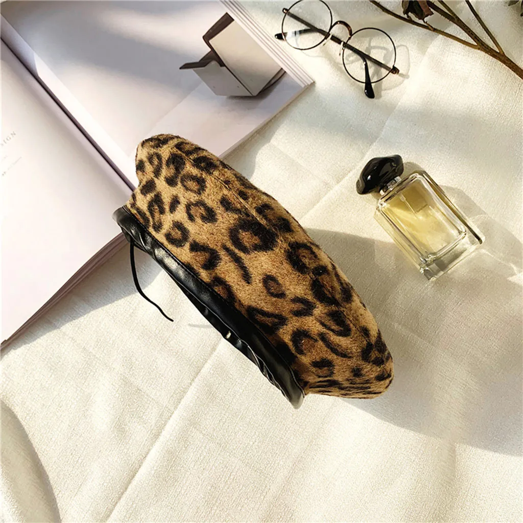 Winter Hats Berets Headgear vintage Leopard Print Caps Unisex Warm Hat For Men And Women Ear Warm Sombreros шапка кепка