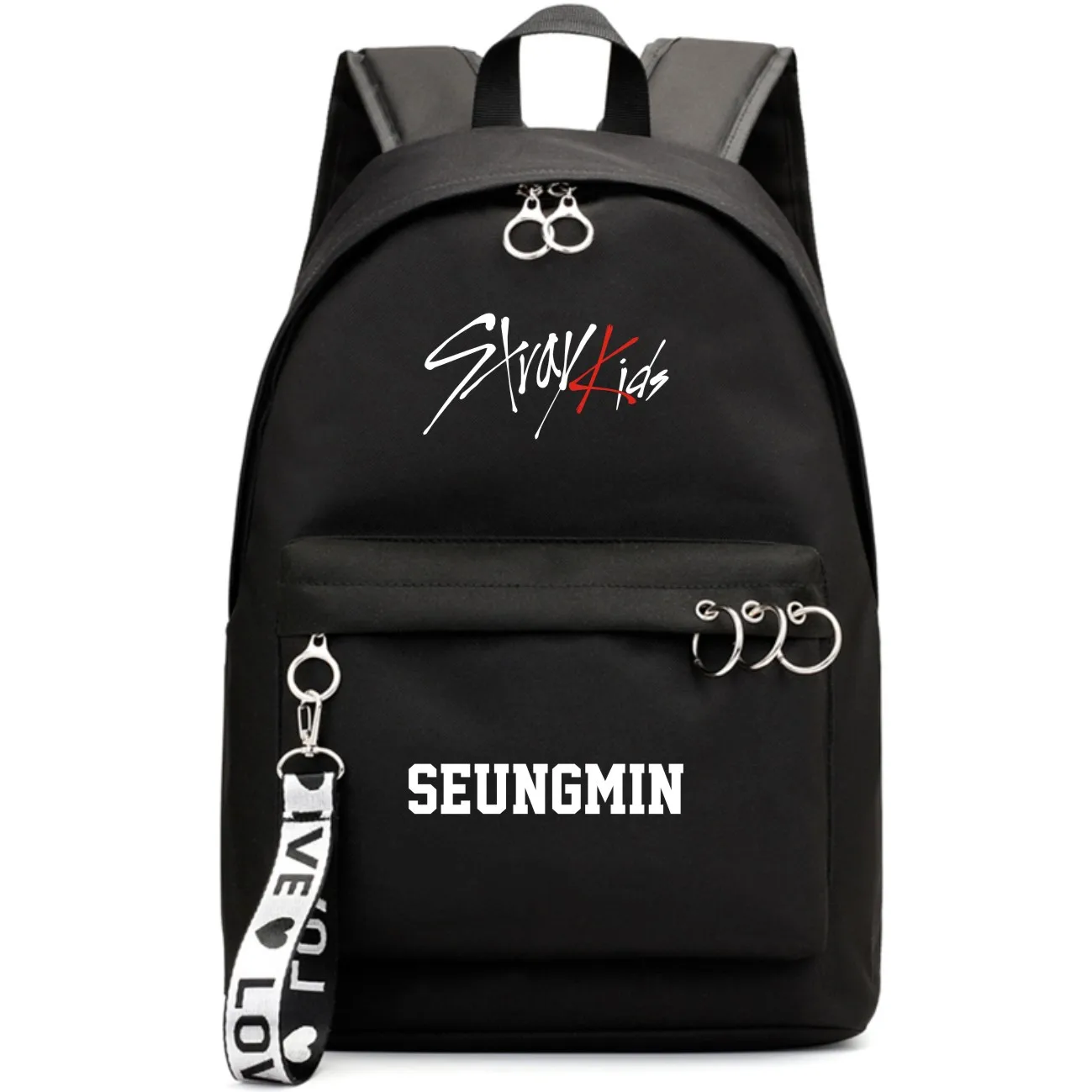 SeungMIN Black Kpop Stray Детские рюкзаки большой емкости высокое качество водонепроницаемый полиэстер канцелярская сумка дышащая износостойкая сетка дети kpop - Цвет: SeungMIN Black