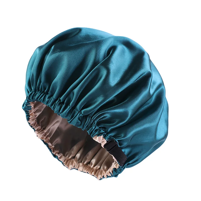 New Reversible Satin Bonnet double layer adjustable size Sleep Night Cap Head Cover Bonnet Hat for For Curly Springy Hair Black ladies head wraps