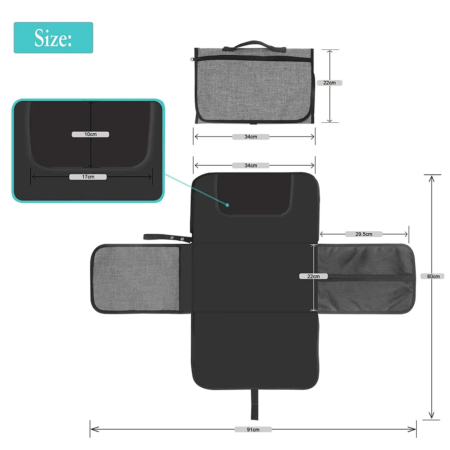 Portable Nappy Changing Mat, Waterproof Foldable Baby Changing Kit, Soft Pillow Diaper Pad Keep Baby Clean for Home Travel