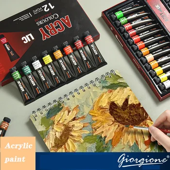 

12/24Colors 12ML Acrylic Paints set wall painting color Art Painting fabric waterproof Drawing set