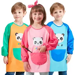 Children Painting Apron Long Sleeve Cooking Apron Craft Coat with Big Pockets-Kids Art Smock Children Art Painting Aprons