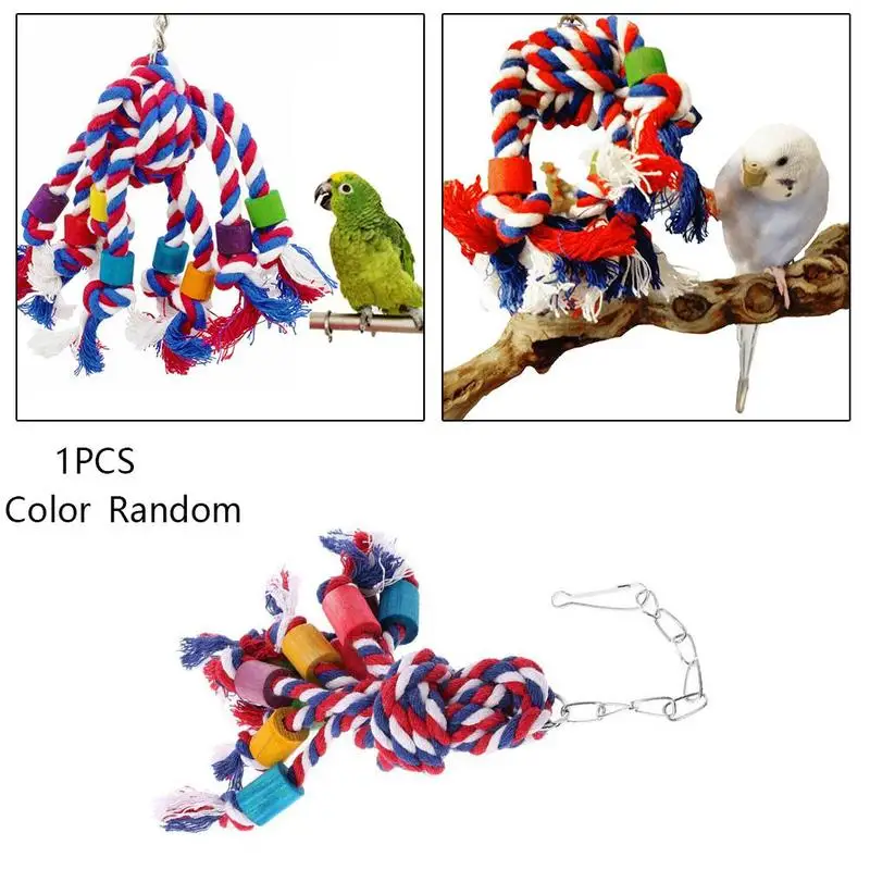 Красочная мягкая веревка для попугая, жевательная игрушка для птиц, прочная клетка для попугая, игрушки, клетки для жевания, подставка для домашних животных, аксессуары для обучения