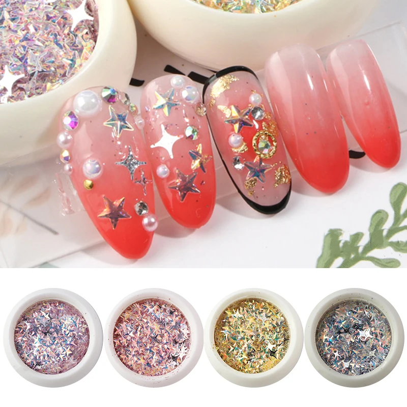 

Nail Glitter Sequins Holographic Effect Shining Colorful Mixed Sizes 3D Nail Art Beauty Decorations Tips in Box DIY Design