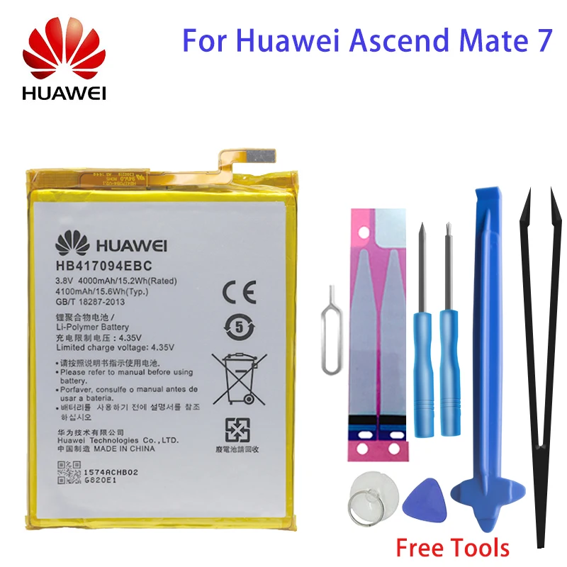 

Hua Wei Original Replacement Phone Battery HB417094EBC 4100mAh For Huawei Ascend Mate 7 MT7 TL00 TL10 UL00 CL00 Free Tools