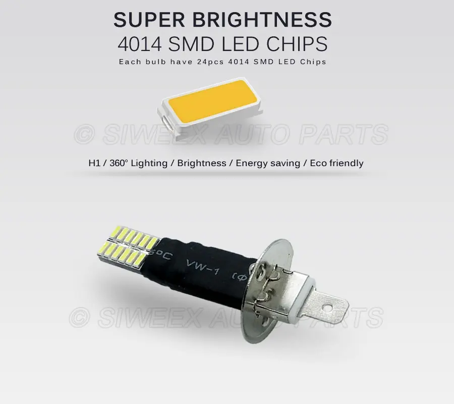 H1 Car Fog Lamps 25 3528 SMD 24 4014 LED Turn Signal Driving Bulbs White DC 12V Automobiles DRL Daytime Running Lights 2 Pcs