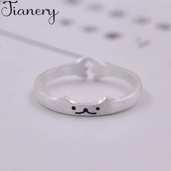 

JIANERY Vintage 925 Sterling Silver Cat Rings Handmade Adjustable Size Rings For Men Women Thai Silver Jewelry