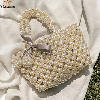 

DORANMI Beading Knitted Handbag Women's Bags 2020 Top-handle Handbags Female Casual Totes Classic Shoulder Bag Messenger BG674
