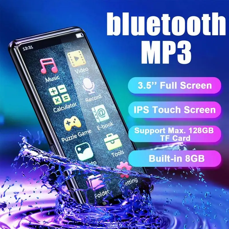 Портативный Bluetooth 5,0 MP3 плеер 3,5 ''ips экран 800*340 поддержка 128 ГБ 8 ГБ TF карта разрешение U4A6