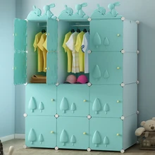 Простой детский шкаф, мультяшный экономичный пластиковый Тканевый шкаф для хранения, детский шкаф
