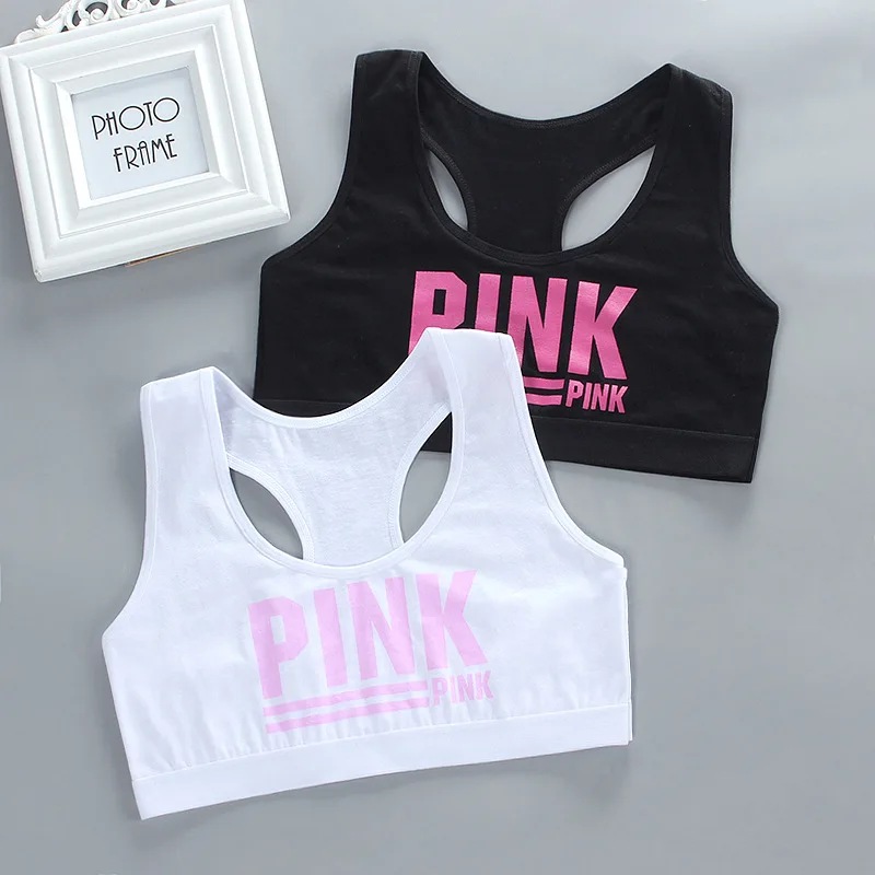 2 pieces Girls Underwear Teenage Training Bra For Girl Cat Print Sports Bra Top For Teens 6-12 Years Adolescente Lingerie