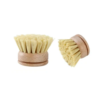 

1pc Handheld Pot Brush Cleaning Tool Durable Sisal Wood Handle Kitchen Cleaning Brush Replaceable Beech Bamboo Brush Head