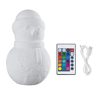 

3D Print 16 Color Snowman Lamp for Kids Christmas Luminous Toy Change Rechargeable LED Night Light RC Desk Bedroom Lighting New