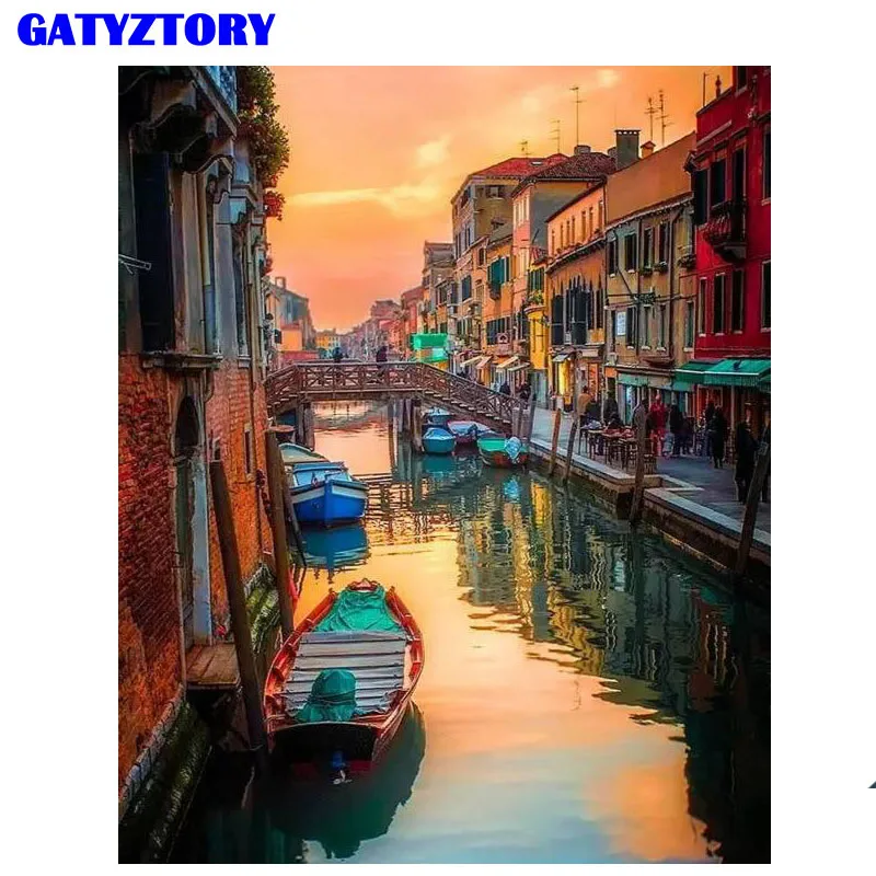 GATYZTORY Рамка Картина лодки волна "сделай сам" Краски ing по номерам пейзаж акрил Краски по номерам для дома настенные картины 60x75 см - Цвет: ZCA.1022-6
