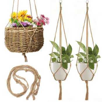 

Macrame Boho Plant Hanger Basket Linen Rope Planter Net Bag Wedding Decoration Hanging Basket Jute Rope Pot Holder