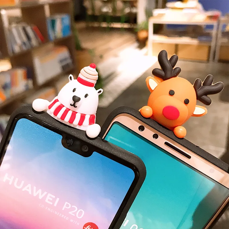 Милый мультяшный чехол для телефона с рождественским рисунком для huawei P30 P20 Pro Honor 10 20 Nova 3 4 5 2S mate 10 20 Pro мягкая IMD задняя крышка с оленем подарки