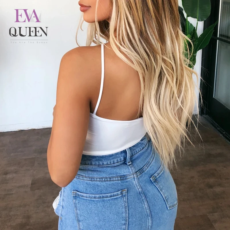 EvaQueen 2020 Summer White Sexy Bodysuit Women Off Shoulder Backless Bodycon Bodysuit Rompers Sleeveless Female Casual Jumpsuit