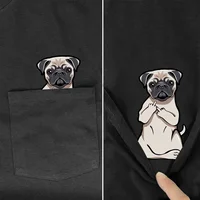 Funny T koszula moda marka letnia, z kieszenią z nadrukiem z psem koszulka męska dla kobiet koszule topy hip-hopowe śmieszne koszulki bawełniane