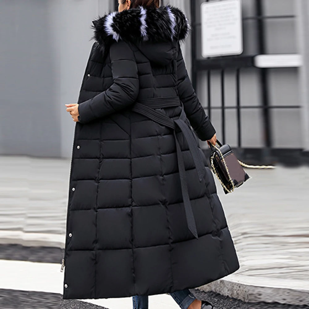 OEAK стиль Трендовое пальто для женщин зимняя куртка с хлопковой подкладкой теплое Макси-пуховое пальто женские длинные пальто парка Женская куртка