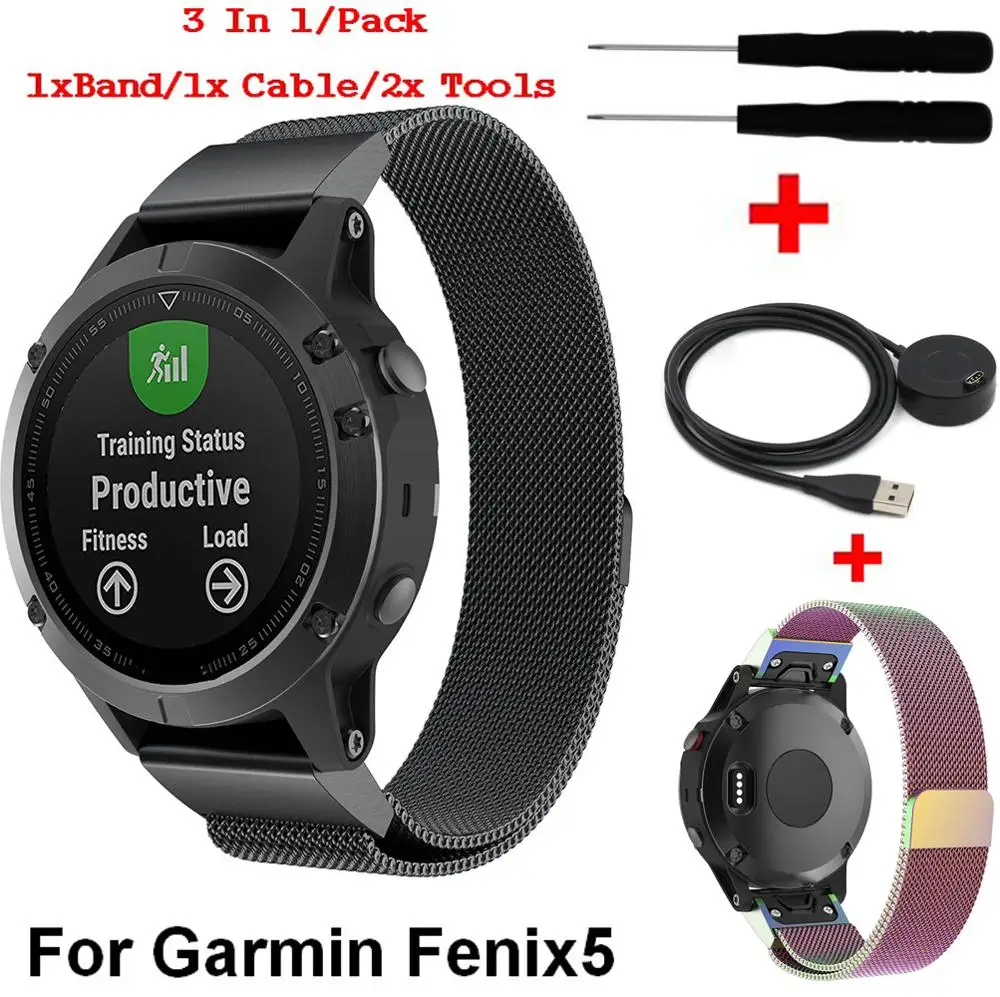 3 в 1 наручный ремешок для часов для Garmin Fenix 5 ремешок быстросъемный ремешок для часов+ usb-кабель для зарядного устройства для Garmin Fenix 5 умный Браслет