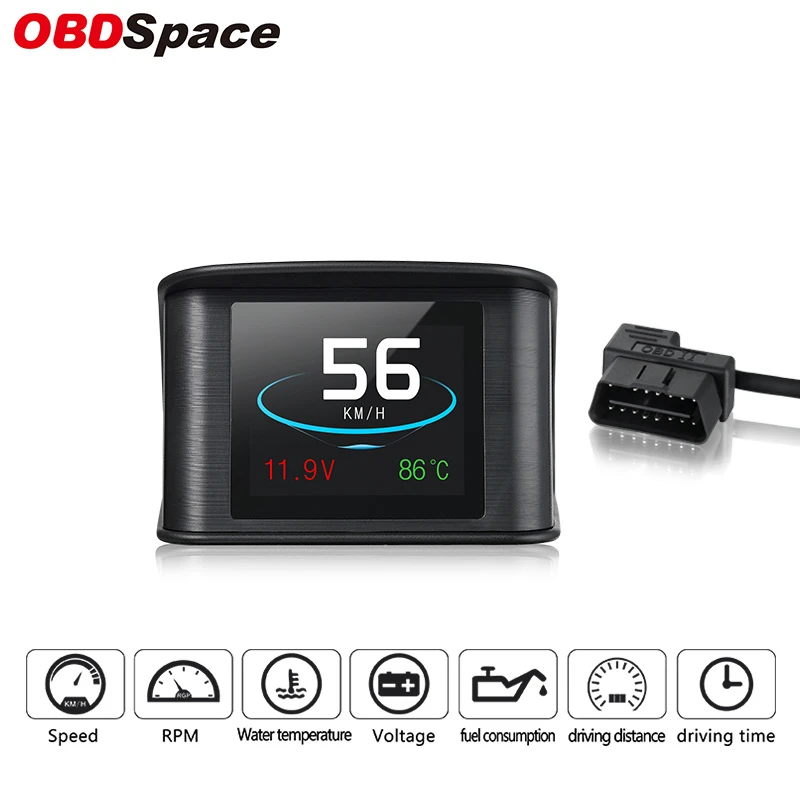 OBDSPACE P10 OBD2 Auto Scanner On-board Computer HUD Display Temperature Consumption Speedometer Gauge OBD 2 Car Diagnostic Tool best car inspection equipment