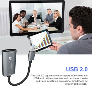 

HDMI To USB2.0 Video Card Portable Live Streaming Computer Game Broadcast Aluminum Alloy Multifunction Audio HD