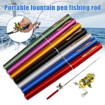

Portable Telescopic Pocket Fish Pen Aluminum Alloy Fishing Rod Pole Reel Tackle
