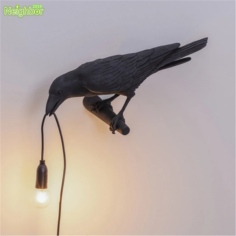 

Настенный светильник Lucky Bird, светодиодсветодиодный смола, животные, ворона, гостиная, настольная лампа, прикроватный настенный светильник, светильники для домашнего декора, внутреннее освещение