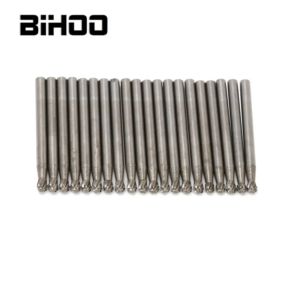 

20pcs 3X3mm Round Head Tungsten Carbide Rotary Burrs Set Tools Accessories Singe Cut Carving Metal or Wood