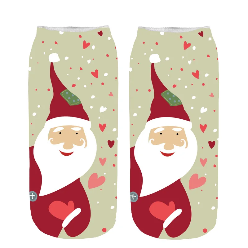 Women Boat Socks 3D Printing Christmas Socks Girl Fashion Unisex Animal Cartoon Funny Low Ankle Socks Christmas Gifts - Цвет: W0005-5008