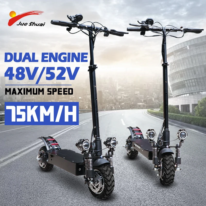 

48V/52V 2000W Dual Motor e scooter with Seat 11 inch Folding escooter Off Road Fat Tire Electric Longboard Electric Motorcycle