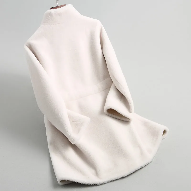 

Women 2020 Real Wool Fur Coat With Belt Long Sheep Shearing Coats Thick Warm Winter Female Jacket Outwear 18196 WYQ2113 s