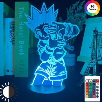 

Kids Night Light Gon Freecss Figure Led Battery Powered Nightlight for Child Bedroom Decor 3d Lamp Anime Hunter X Hunter Gift