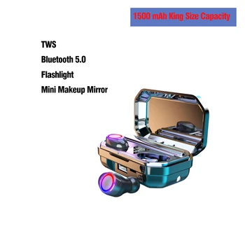 

TWS Pro Bluetooth Wireless Earphones Sport In Ear Monitor With Mini Makeup Mirror and Flashlight Adapt To Android/IOS