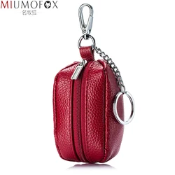 Women Genuine Cow Leather Key Chain Car Wallets Fashion Housekeeper Holders Box Men Keychain Zipper Key Organizer Case Pouch Bag