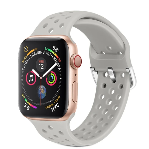 Light gray Спортивный силиконовый ремешок для apple watch, ремешок для apple watch, 42 мм, 38 мм, iwatch, ремешок 44 мм, 40 мм, модный браслет для часов 5, 4, 3, 2 - Цвет ремешка: Light gray