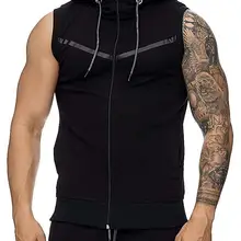 Мужская майка без рукавов большого размера с капюшоном кардиган жилет мужская повседневная куртка Т18