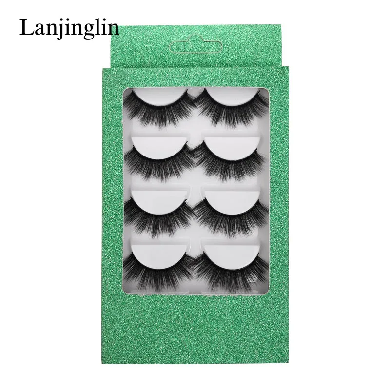 LANJINGLIN, 5 пар, накладные ресницы из искусственной норки, полная полоска, ресницы ручной работы, пушистые, объемные, 5d, для наращивания ресниц, макияж, натуральные, cils, G800