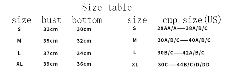 WB0267 SIZE TABLE