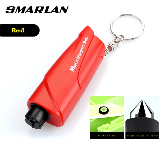 SMARLAN Portable Safety Hammer For Car Side Window Breaking Seat Belt Cutter Life-saving Escaping Emergency Tool With Key-chain Red