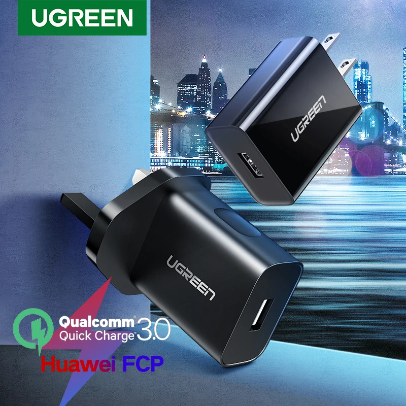 Быстрое зарядное устройство Ugreen 3 0 QC 18 Вт USB стандарта США и Великобритании