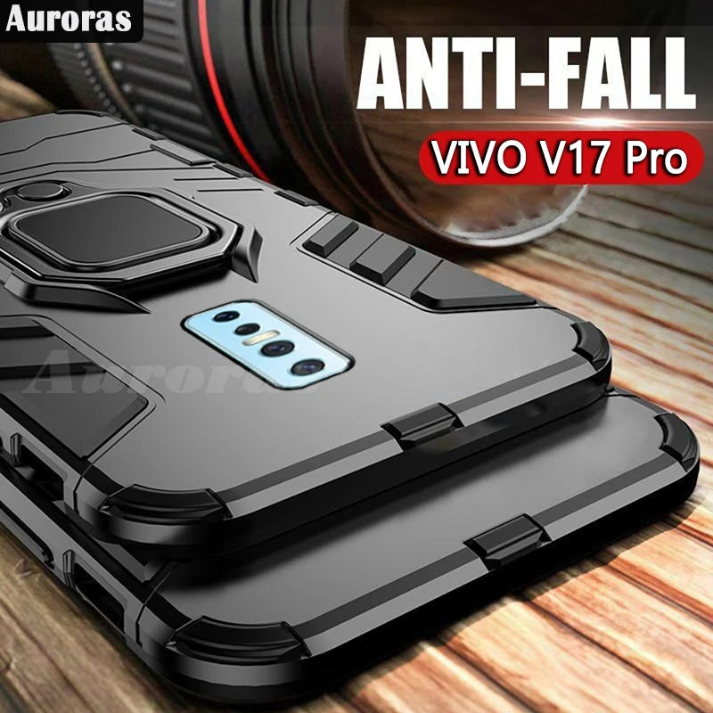 Auroras Shockproof Armor Case For VIVO V17 Pro Finger Ring Magnetism Holder Cover vivo v17 pro Cases | Мобильные телефоны и