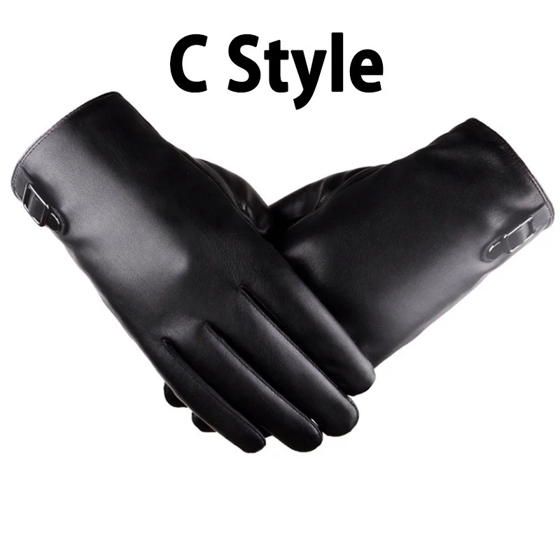 New Winter 1 Pairs Fashion Full Palm Touch Screen Gloves Warm PU Leather Gloves Windproof Lightweight Man In Cold Weather