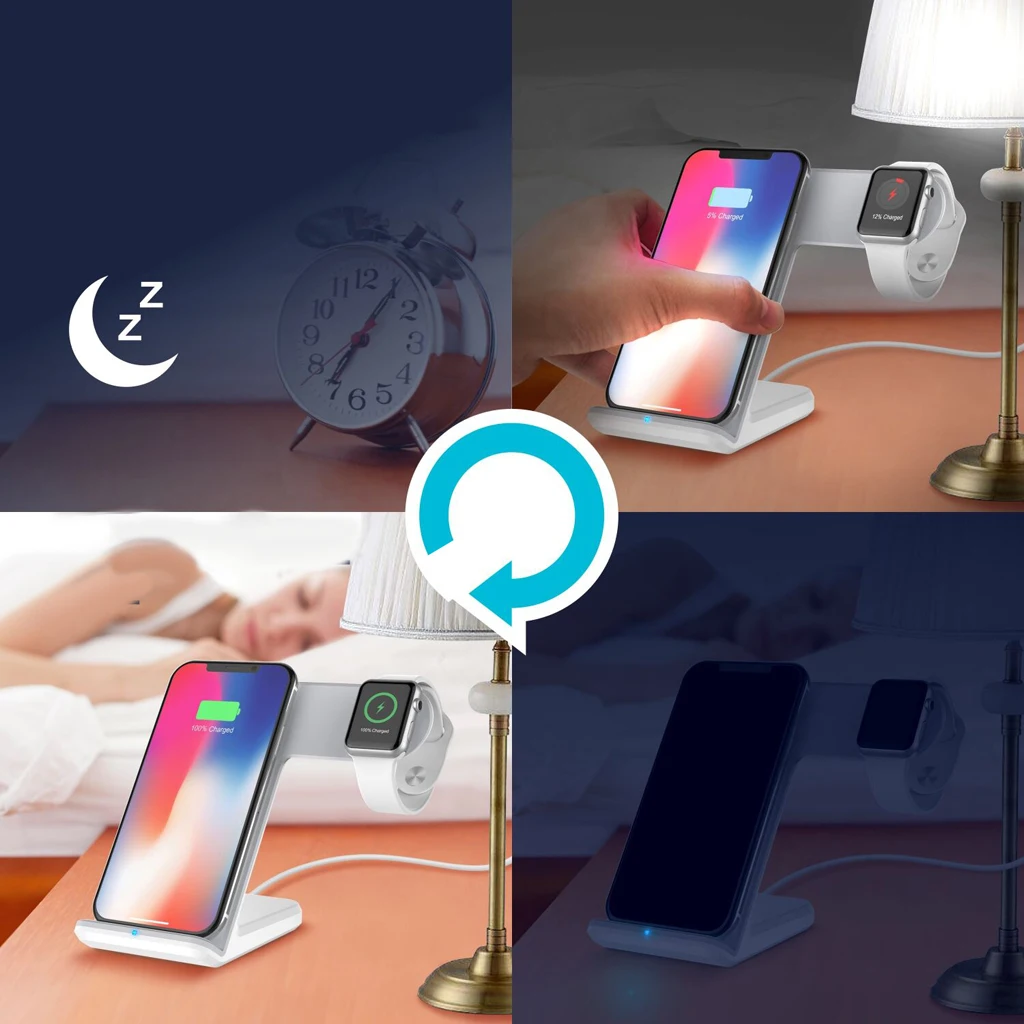 

4x Vertical Phone Watch Wireless Charger 10W Fast Charging Stand Charger Pad Stand