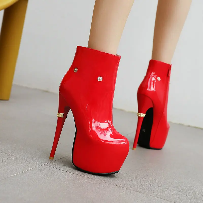 الأحذية فوق الركبة منصة المرأة مثير 16 سنتيمتر عالية الكعب قصيرة الأحمر  الأبيض بو الجلود سستة الأحذية امرأة كبيرة الحجم 48 من 315.49ر.س | DHgate
